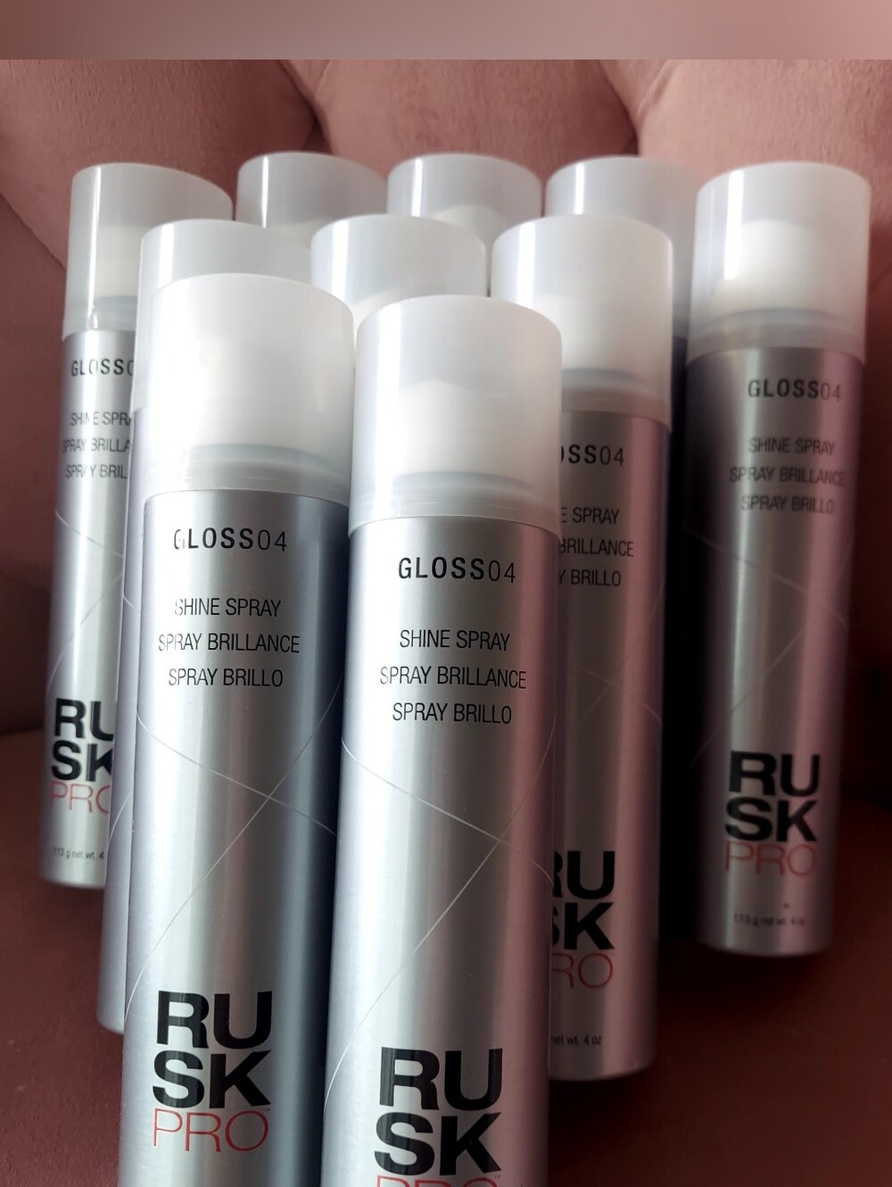 12case Rusk Pro Gloss04 Shine Spray 4oz each. New